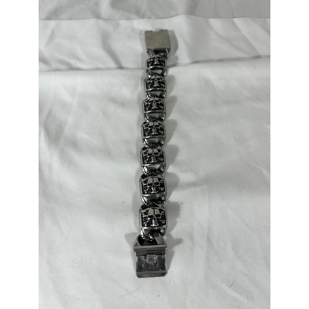 Biker Braclet Men Road Warrior Skulls